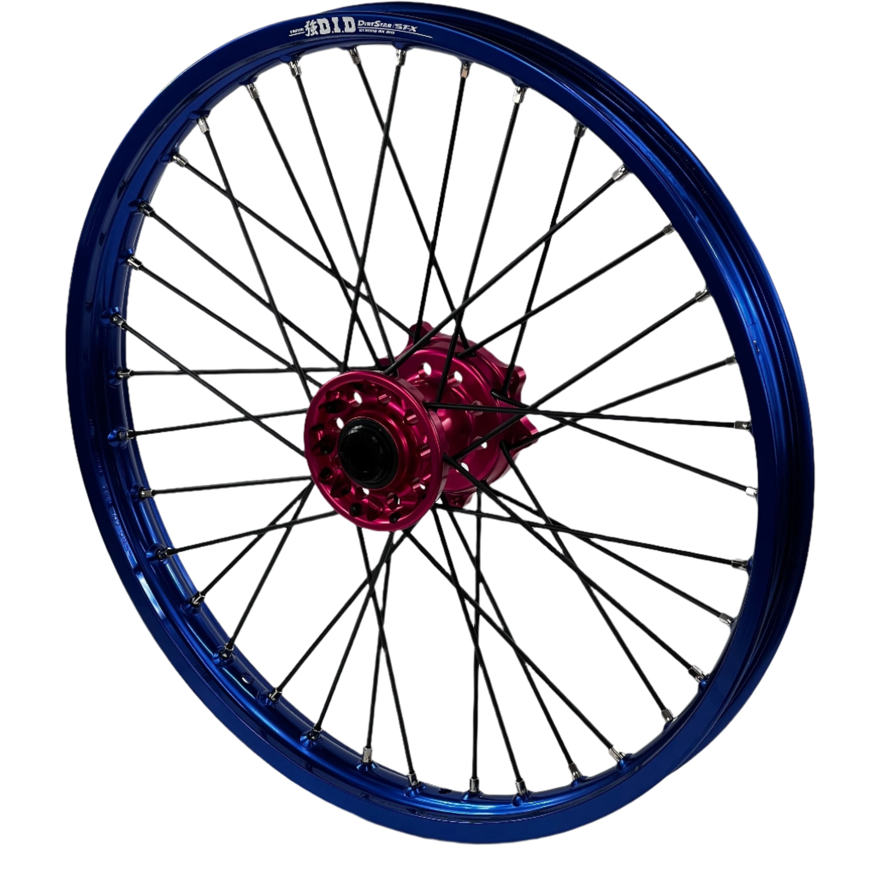 ENVY/DID STX KTM SX-SXF 125-450 2003-2012 21/19x2.15 Blue / Hot Pink with Black Spokes Wheel Set