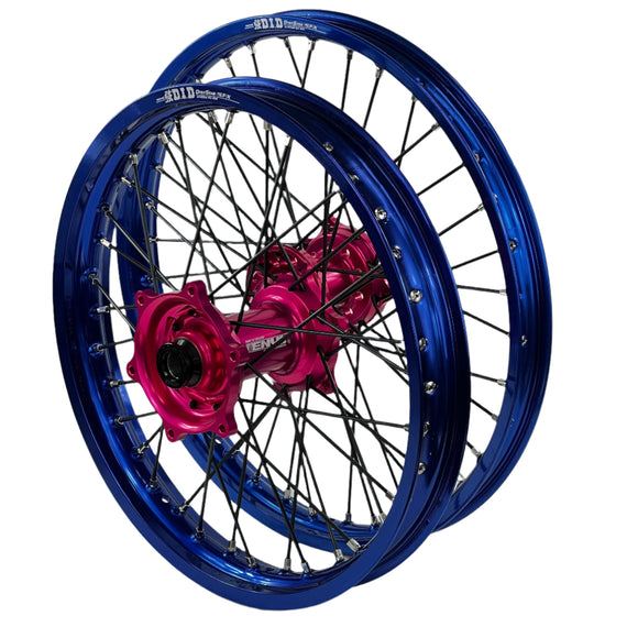 ENVY/DID STX Yamaha YZ250-450F 2014-2025 21/19x2.15 Blue / Hot Pink with Black Spokes Wheel Set