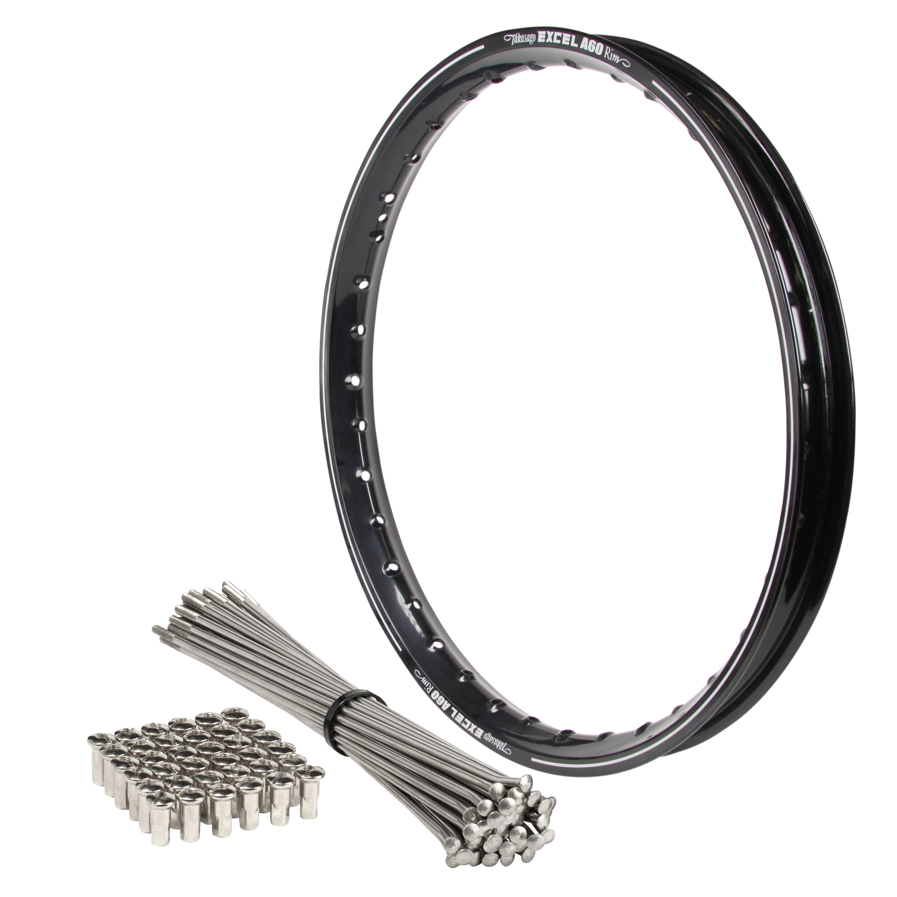 Suzuki RM125-250 1986-1996 2001-2008 (21x1.6) OEM Front Bulldog Spoke Set & A60 Excel Rim