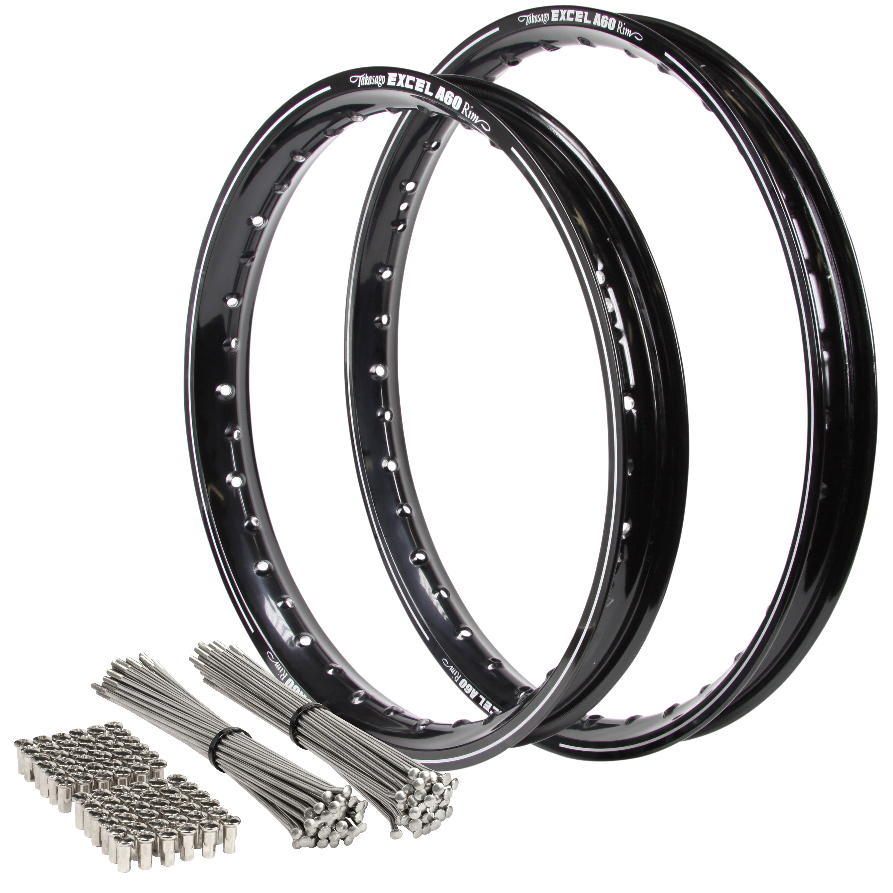 Suzuki RM125-250 1997-2000 21/19 OEM Front/Rear A60 Excel Rim & Bulldog Spoke Set