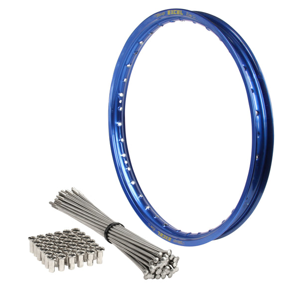 Kawasaki KX-KXF-KLX 2006-2025 (21x1.6) OEM Front Bulldog Spoke Set & Blue Excel Rim