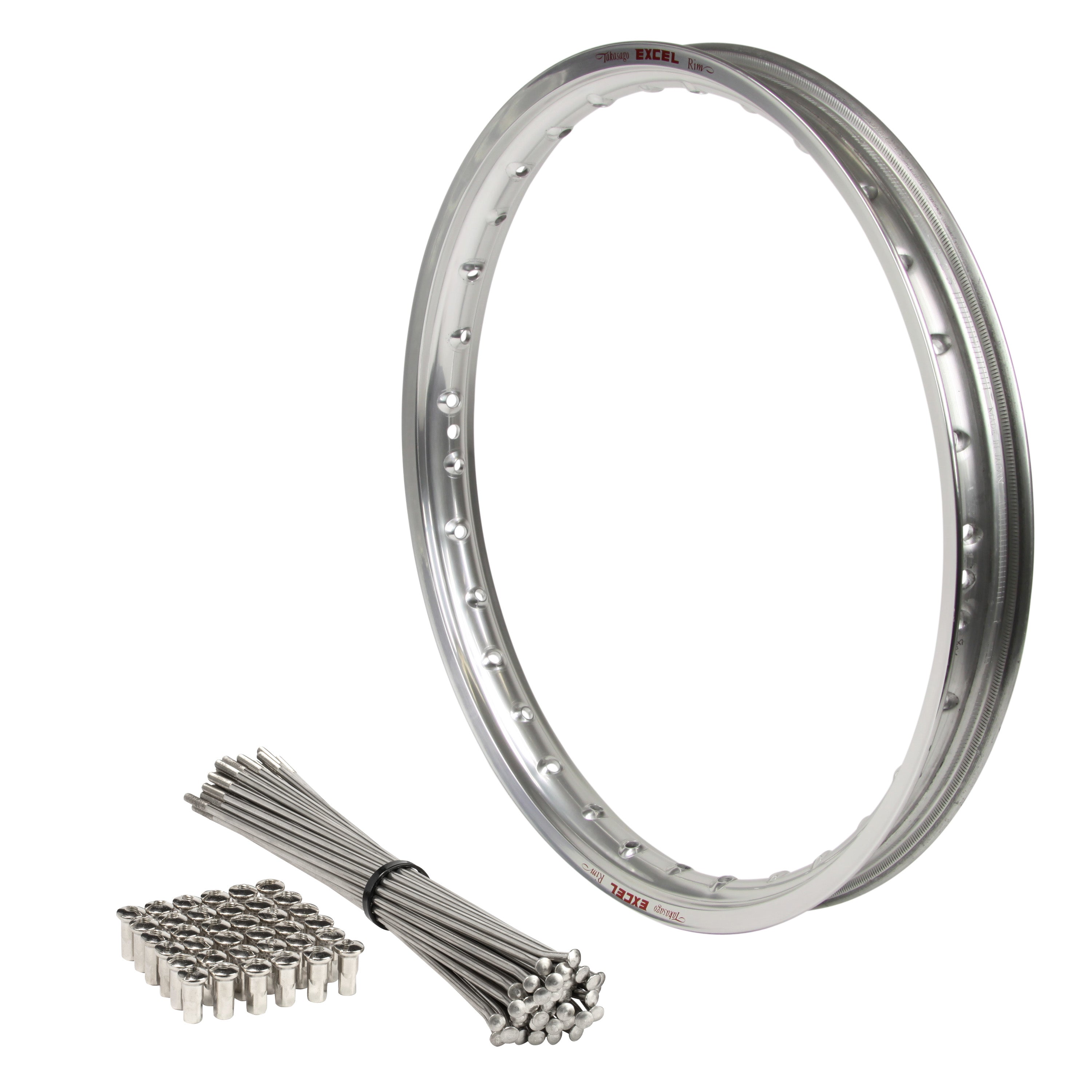 Suzuki RM80-RM85 1990-2025 (17x1.4) OEM Front Bulldog Spoke Set & Silver Excel Rim