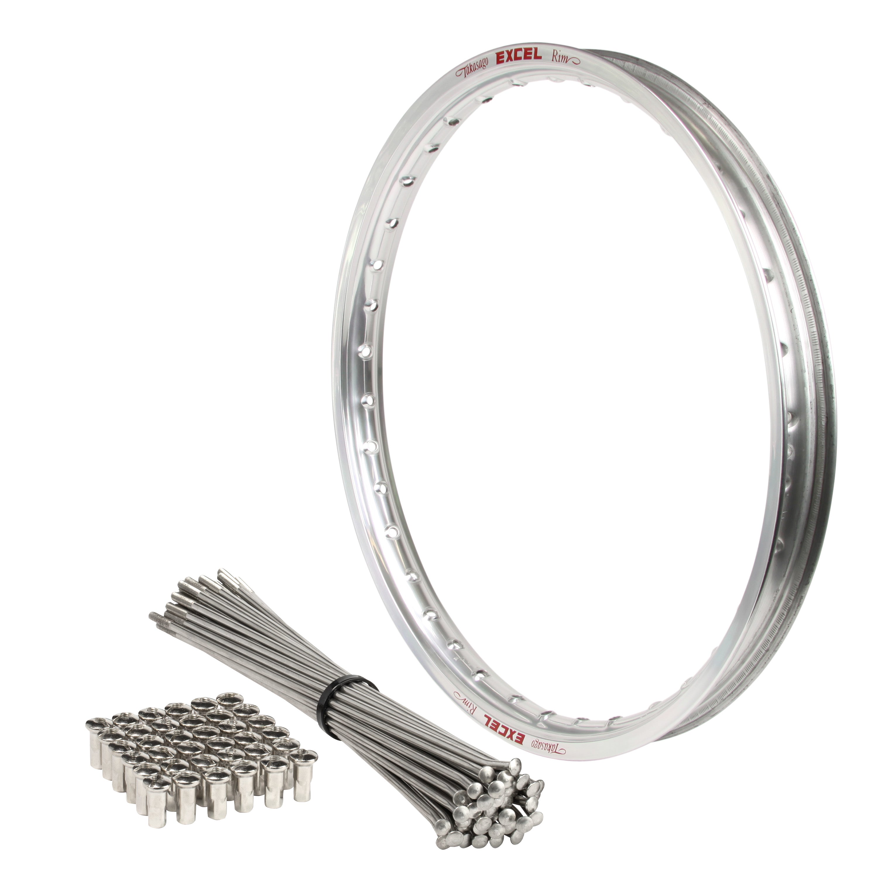 Suzuki RM125-250 1997-2000 DRZ400 2000-2024 (21x1.6) OEM Front Bulldog Spoke Set & Silver Excel Rim