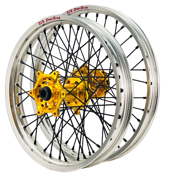 DID DirtStar / Axiom Honda CRF250-450R 2014-26 Silver Rim / Gold Hub / Black Spokes / Black Nipples 21x1.6/19x2.15 Motocross Wheel Set