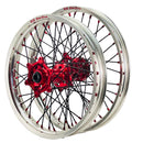 DID DirtStar / Axiom Honda CRF250-450R 2014-26 Silver Rim / Red Hub / Black Spokes / Red Nipples 21x1.6/19x2.15 Motocross Wheel Set-1