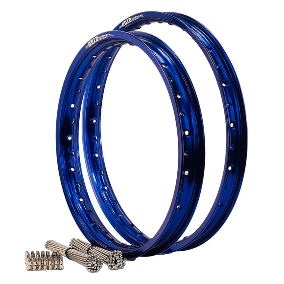 KTM 85SX 2004-2026 19x1.4/16x1.85 OEM Front/Rear Blue DID Dirt Star Rim & Bulldog Spoke Set