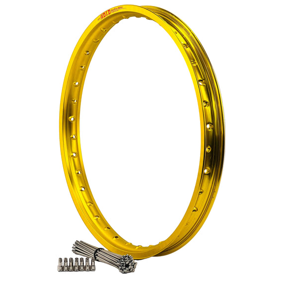 Suzuki RM125-250 1986-1996 & 2001-2008 (21x1.6) OEM Front Bulldog Spoke Set & Yellow DID Dirt Star Rim