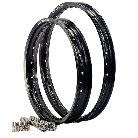Honda CRF230F 2003-2017 21/18x2.15 OEM Front/Rear Black DID Dirt Star Rim & Bulldog Spoke Set