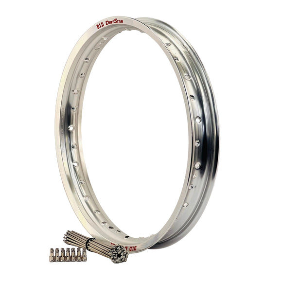 Honda CRF230F 2003-2017 (18x2.15) OEM Rear Bulldog Spoke Set & Silver DID Dirt Star Rim
