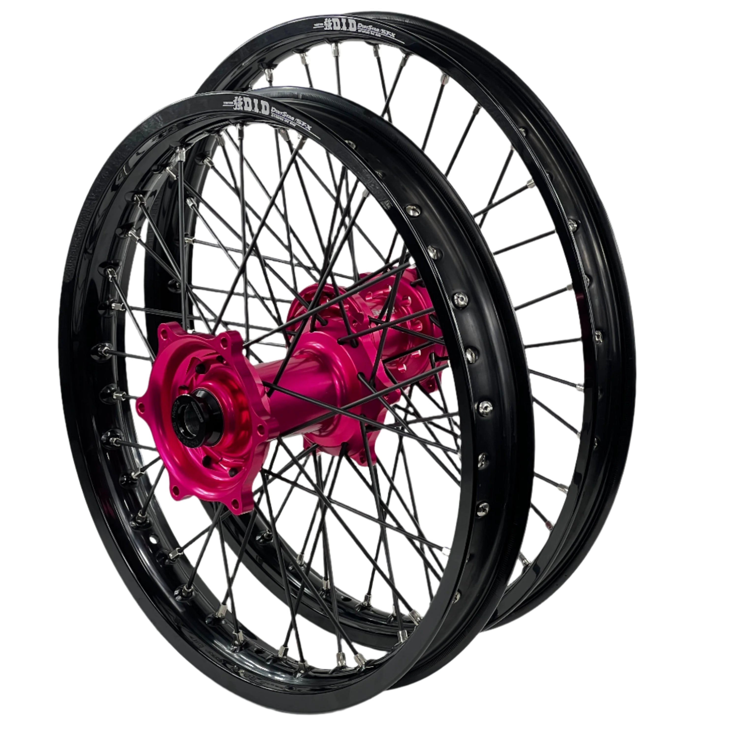 ENVY/DID STX Honda CRF250-450R 2014-2025 21/19x2.15 Black / Hot Pink with BLACK Spokes Wheel Set