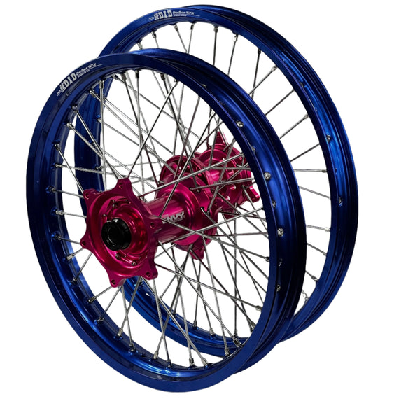 ENVY/DID STX KTM SX-SXF. HQVA TC-FC, Gas Gas MC 125-450 2023-2025 21/19x2.15 Blue / Hot Pink Wheel Set
