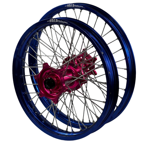 ENVY/DID STX KTM SX-SXF. HQVA TC-FC, Gas Gas MC 125-450 2023-2025 21/19x2.15 Blue / Hot Pink Wheel Set