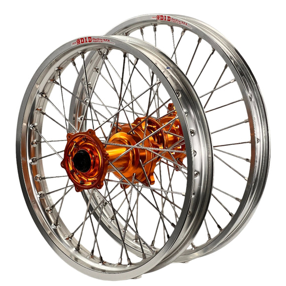 Envy/DID 21/19x2.15KTM SX-2023-25 / Husqvarna TC-FC 2023-25  Silver/Orange Wheel Set