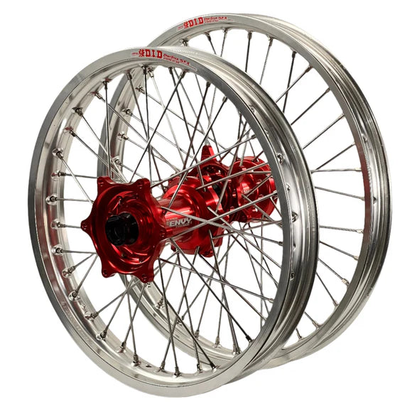 ENVY / DID STX 21/18x2.15 Honda XR650 2000-08 Silver Rim / Red Hub Wheel Set