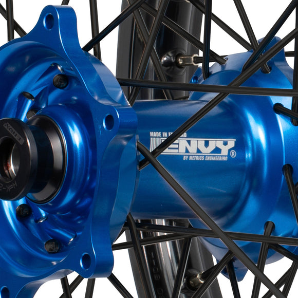 Envy/DID 21/19 Yamaha YZ125-250 1990-95 Black Rim / Blue Hub Black Spokes Wheel Set