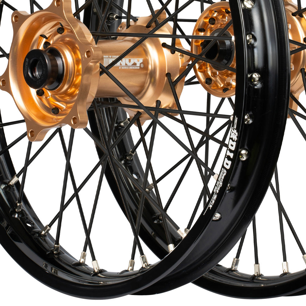 Envy/DID 21/18 KTM SX-SXF 15-22, Husqvarna TC-FC 16-22 Black Rim / Copper Hub Black Spokes Wheel Set