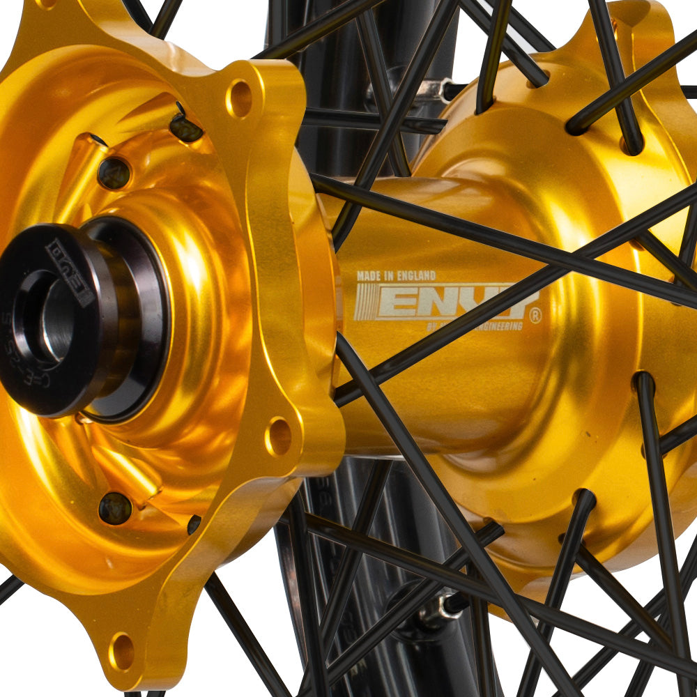Envy/DID 21/19 KTM SX-SXF 15-22, Husqvarna TC-FC 16-22 Black Rim / Gold Hub Black Spokes Wheel Set