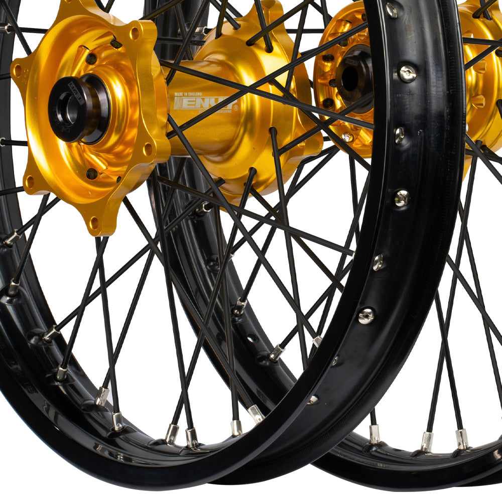 Envy/DID 21/19 KTM SX-SXF 15-22, Husqvarna TC-FC 16-22 Black Rim / Gold Hub Black Spokes Wheel Set