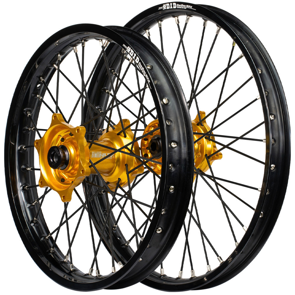 Envy/DID 21/19 KTM SX-SXF 15-22, Husqvarna TC-FC 16-22 Black Rim / Gold Hub Black Spokes Wheel Set