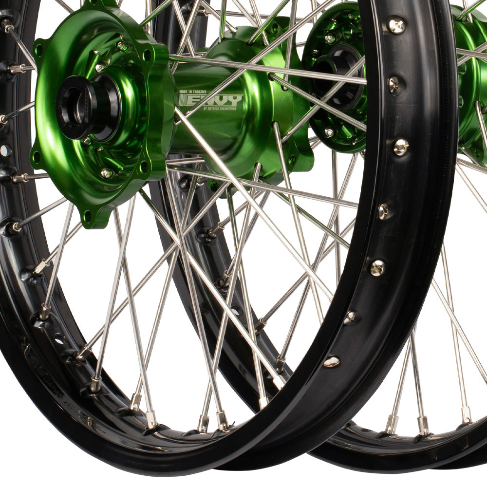 Envy/DID Kawasaki KX250F 21-24/ KX450F 19-24 Black/Green Wheel Set