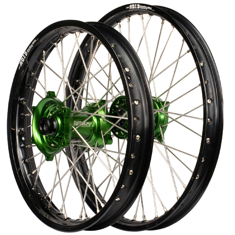 Envy/DID Kawasaki KX250F 21-24/ KX450F 19-24 Black/Green Wheel Set