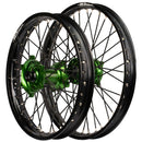 Envy/DID 21/19 Kawasaki KX125-250-250F 04-05 Black Rim / Green Hub Black Spokes Wheel Set-1