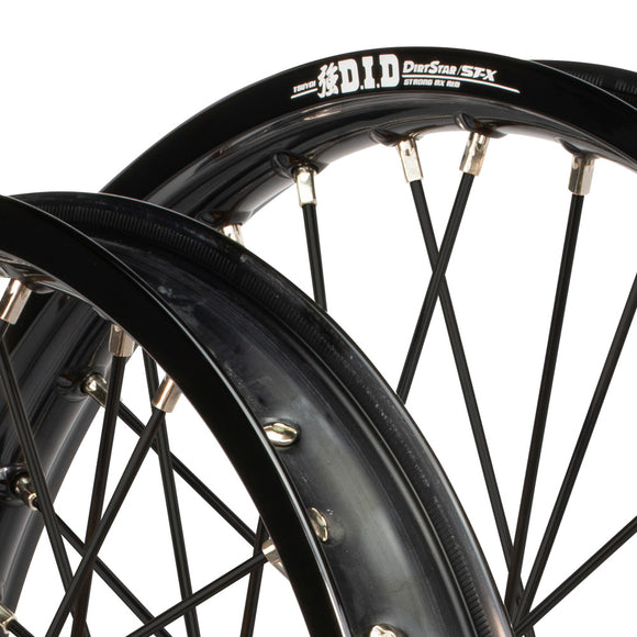 Envy/DID 21/18 KTM SX-SXF 15-22, Husqvarna TC-FC 16-22 Black Rim / Orange Hub Black Spokes Wheel Set