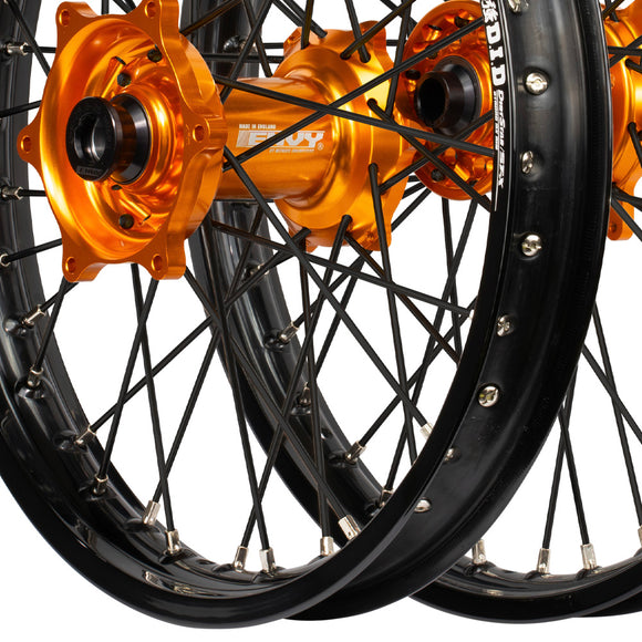 Envy/DID 21/18 KTM EXC-EXCF 16-23 / Husqvarna TE-FE 16-23 Black Rim / Orange Hub Black Spokes Wheel Set