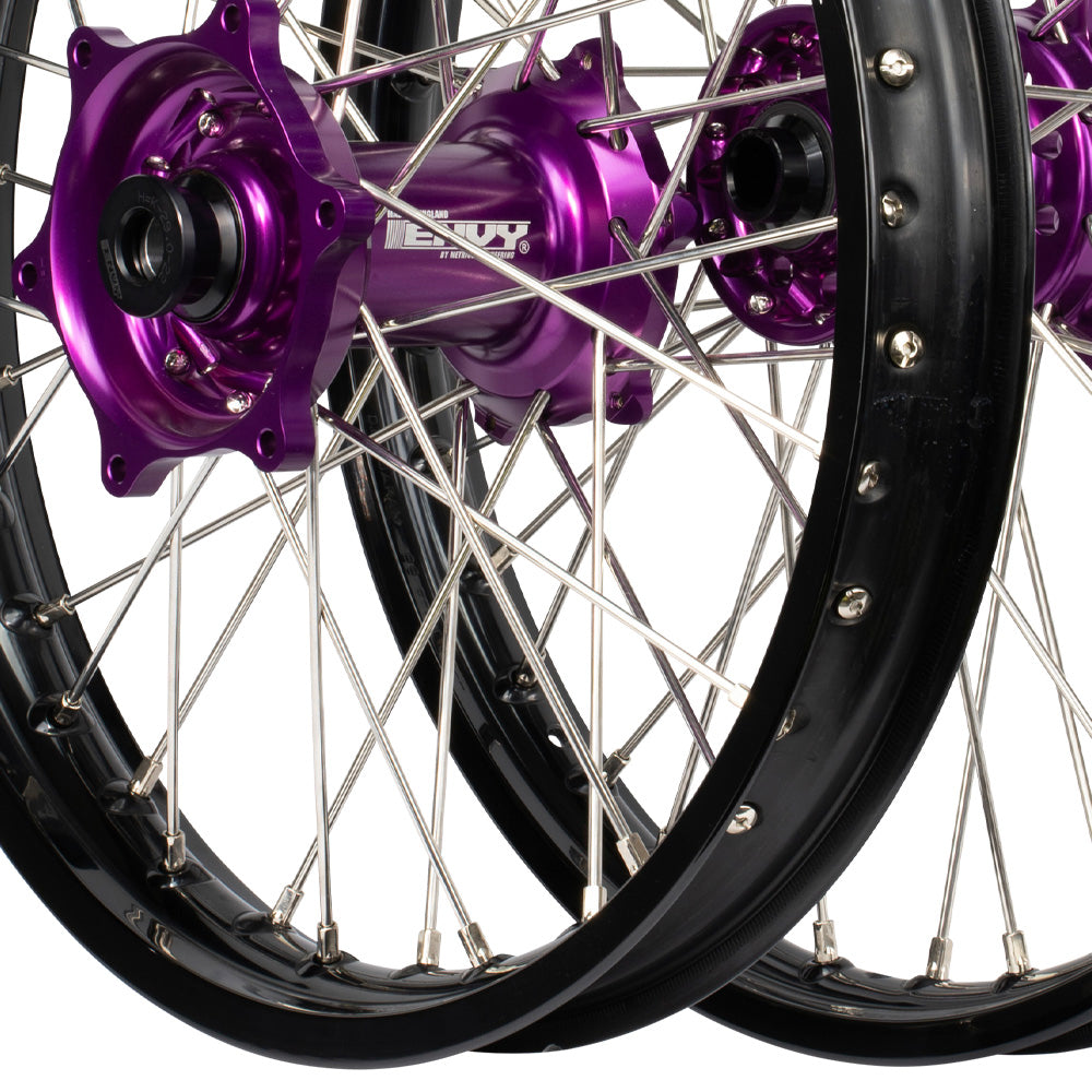 Envy/DID Kawasaki KX125-250-250F 04-05 Black/Purple Wheel Set