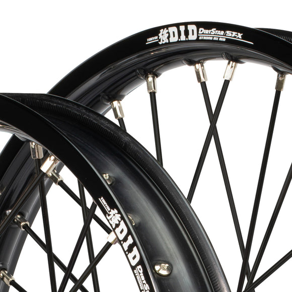 Envy/DID 21/19 Kawasaki KX125-250 2003 Black Rim / Purple Hub Black Spokes Wheel Set