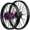 Envy/DID 21/19 Kawasaki KX125-250 2003 Black Rim / Purple Hub Black Spokes Wheel Set-1