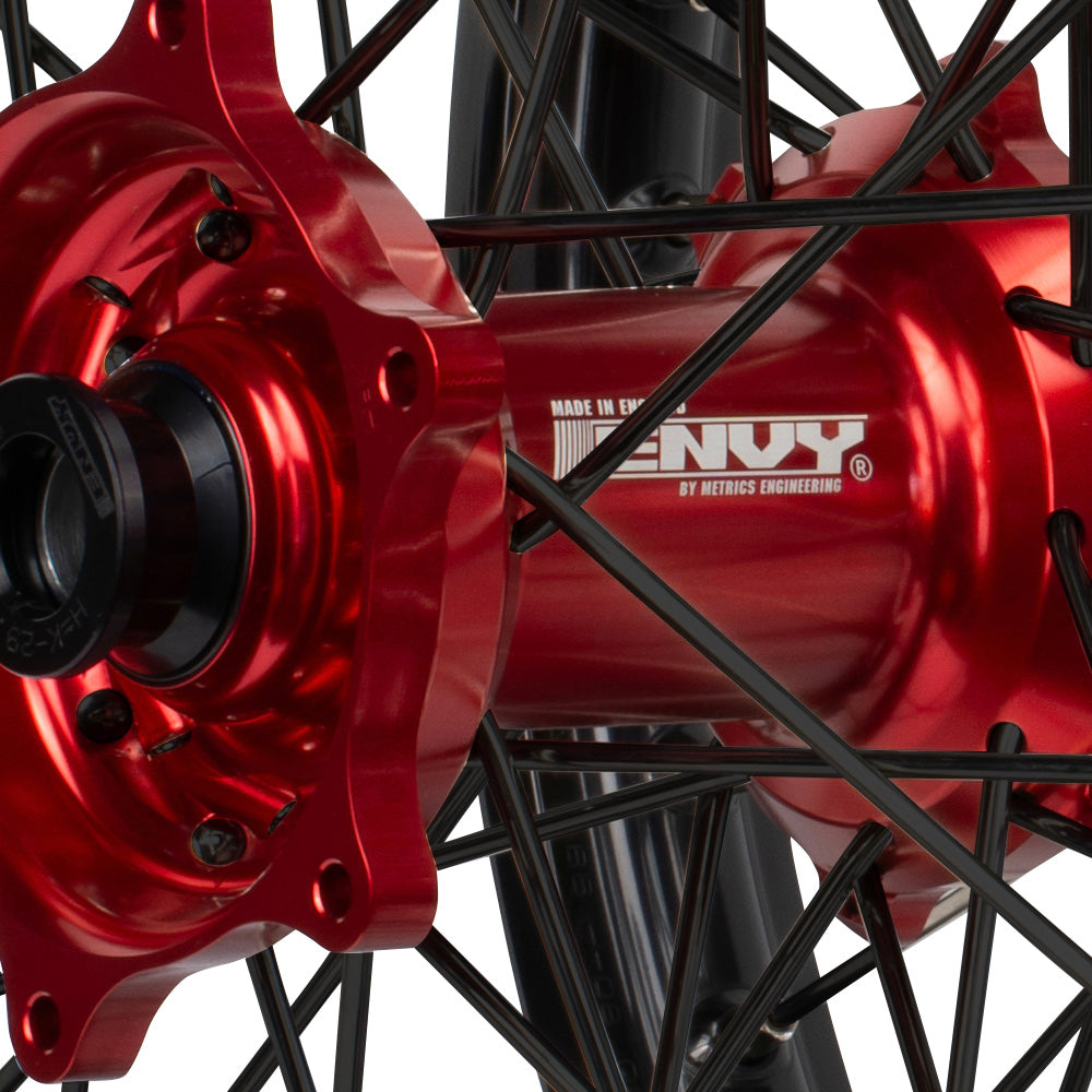 Envy/DID 21/18 KTM SX-SXF 15-22, Husqvarna TC-FC 16-22 Black Rim / Red Hub Black Spokes Wheel Set