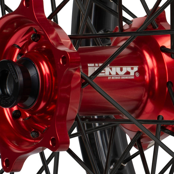 Envy/DID 21/19 Yamaha YZ125-250/YZ250-450F 99-07 Black Rim / Red Hub Black Spokes Wheel Set