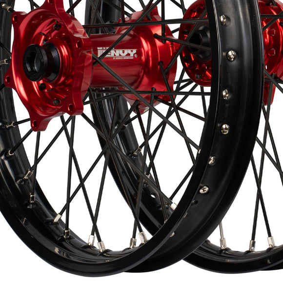 Envy/DID 21/19 Yamaha YZ125-250/YZ250-450F 99-07 Black Rim / Red Hub Black Spokes Wheel Set