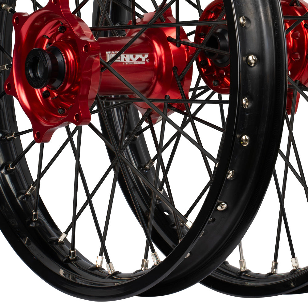 Envy/DID 21/19 KTM SX-SXF 03-12/ TC-FC 2014 Black Rim / Red Hub Black Spokes Wheel Set