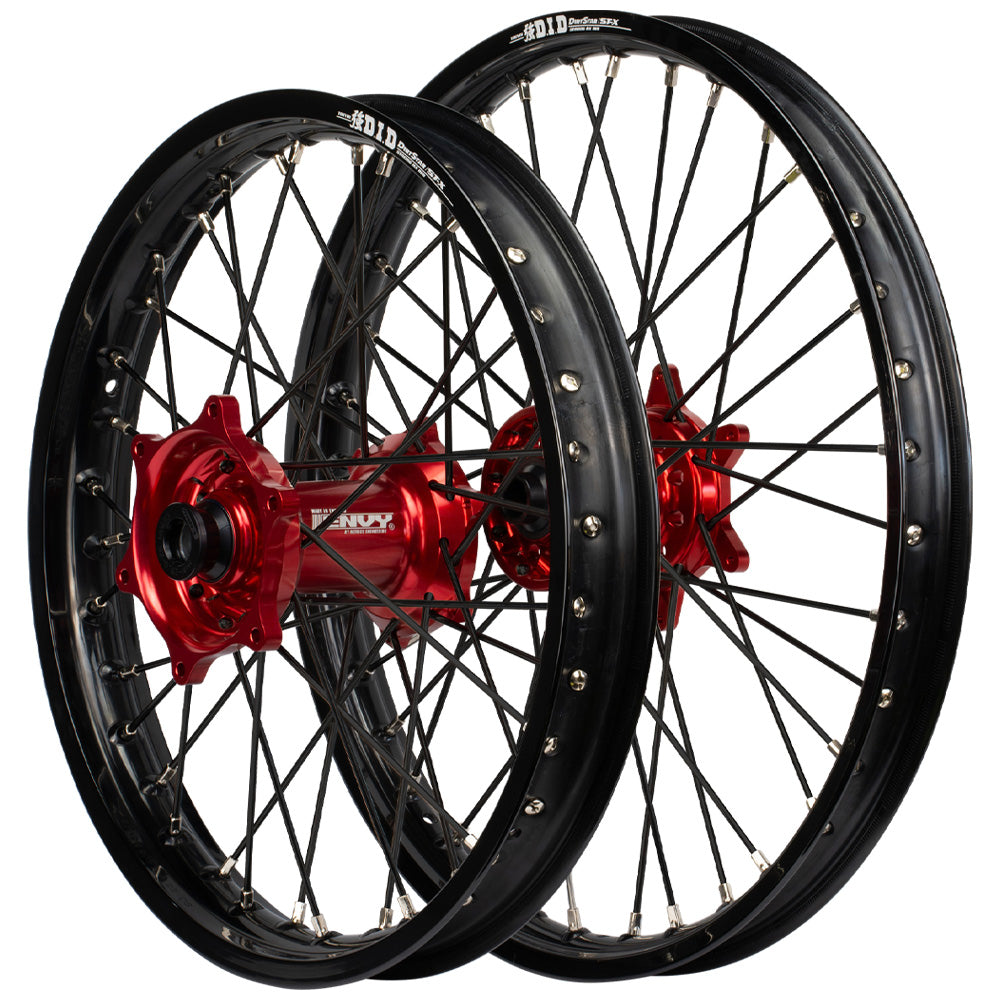 Envy/DID 21/19 KTM SX-SXF 03-12/ TC-FC 2014 Black Rim / Red Hub Black Spokes Wheel Set