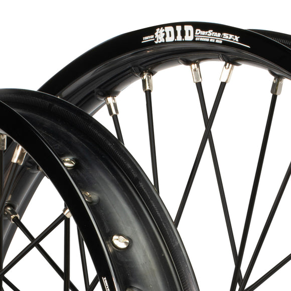 Envy/DID 21/19 Yamaha YZ125-250/YZ250-450F 99-07 Black Rim / Titan Hub Black Spokes Wheel Set