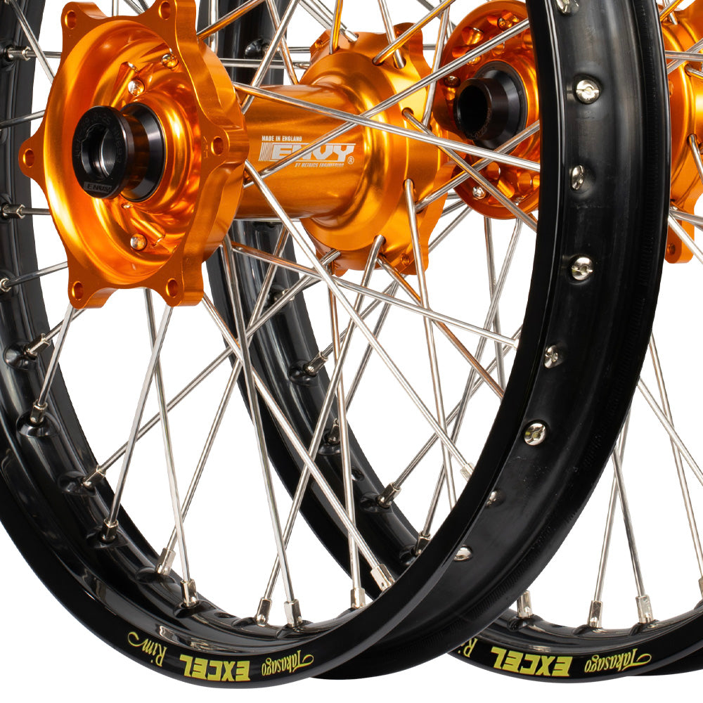 Excel/Envy 19x2.15/19x2.50 KTM SX-SXF / TC-FC 23-24 Black/Orange Flat Track Wheel Set