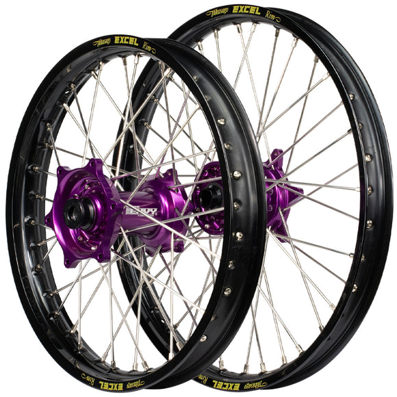 Envy/Excel Kawasaki KX125-250/KX250-450F 06-18 Black/Purple Wheel Set