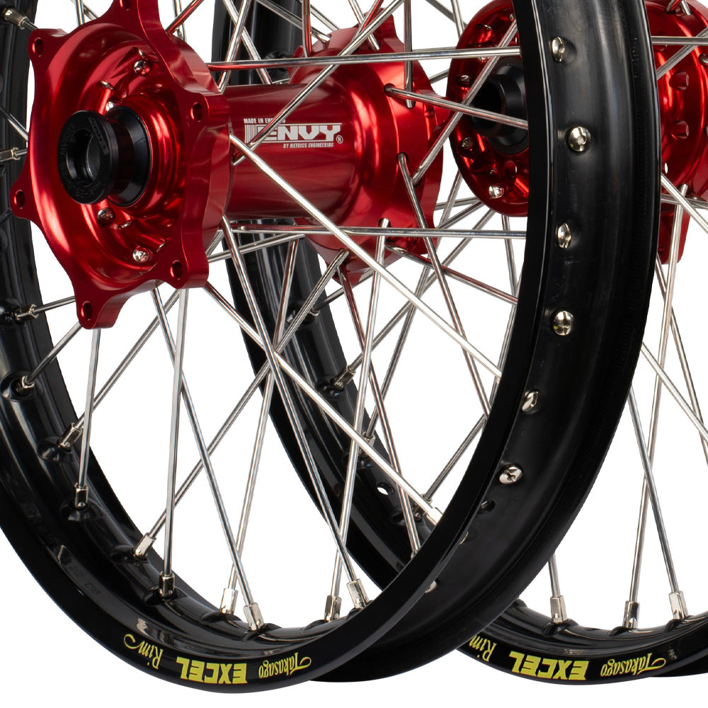 Excel/Envy 19x2.15/19x2.50 Honda CRF250-450 14-24 Black/Red Flat Track Wheel Set