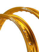 Kawasaki KLX250S-300R 2009-2024 21/18 OEM Front/Rear Bulldog Spoke Set & Gold DID Rim-2