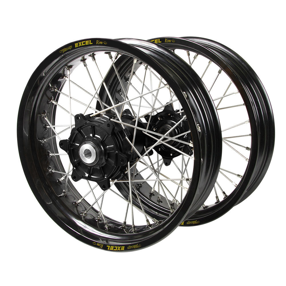 Husqvarna Norden 901 2022-2024 (17x3.5/17x4.25) Black Excel Rim / Haan Black Hubs Supermoto wheel set