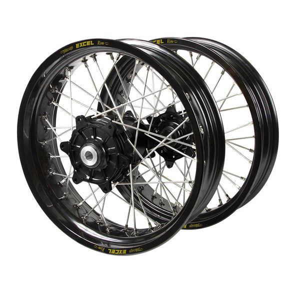 Husqvarna Norden 901 2022-2024 (17x3.5/17x4.25) Black Excel Rim / Haan Black Hubs Supermoto wheel set