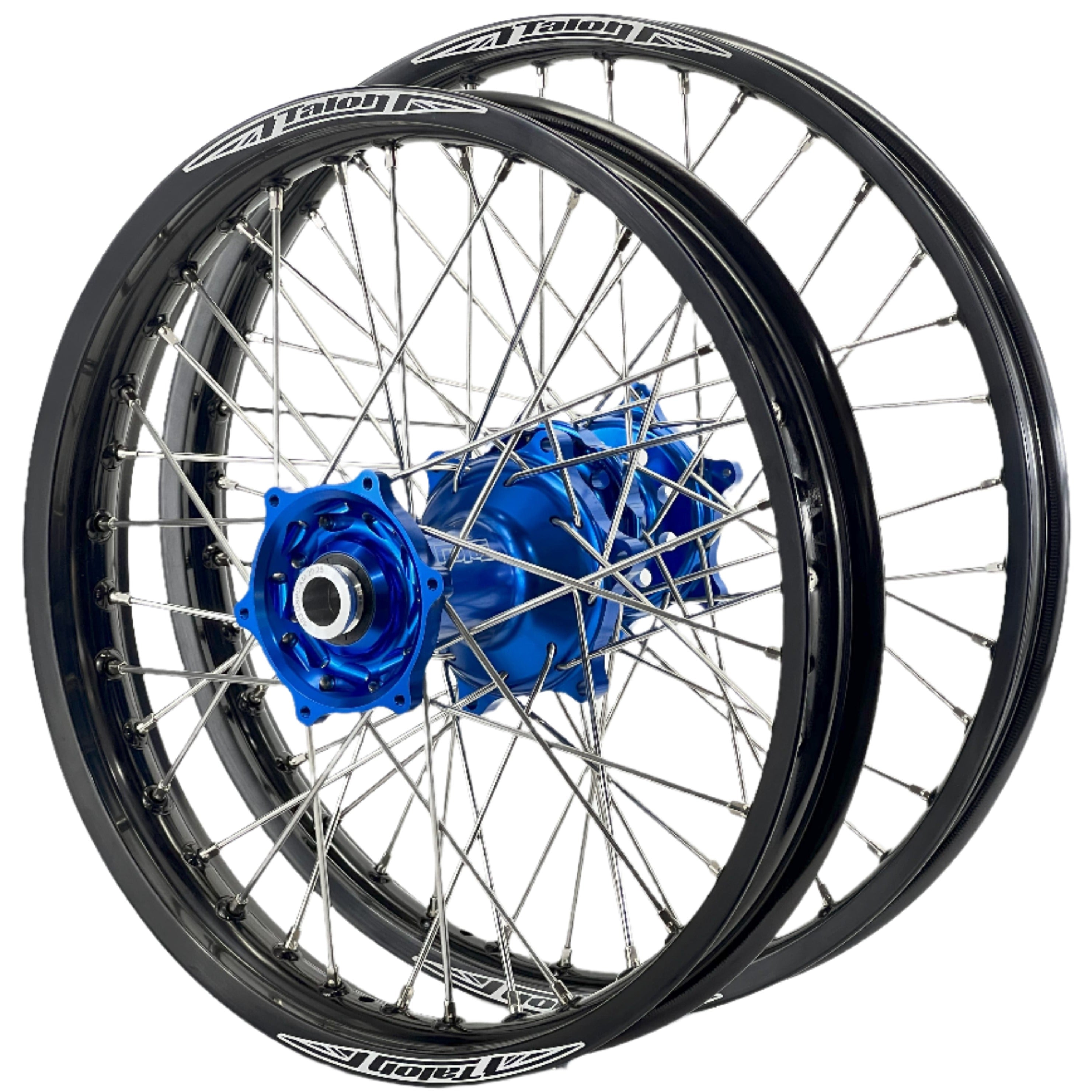Talon Yamaha YZ250-450F 2014-2024 21/19 Black Rim/Blue Hub Wheel Set
