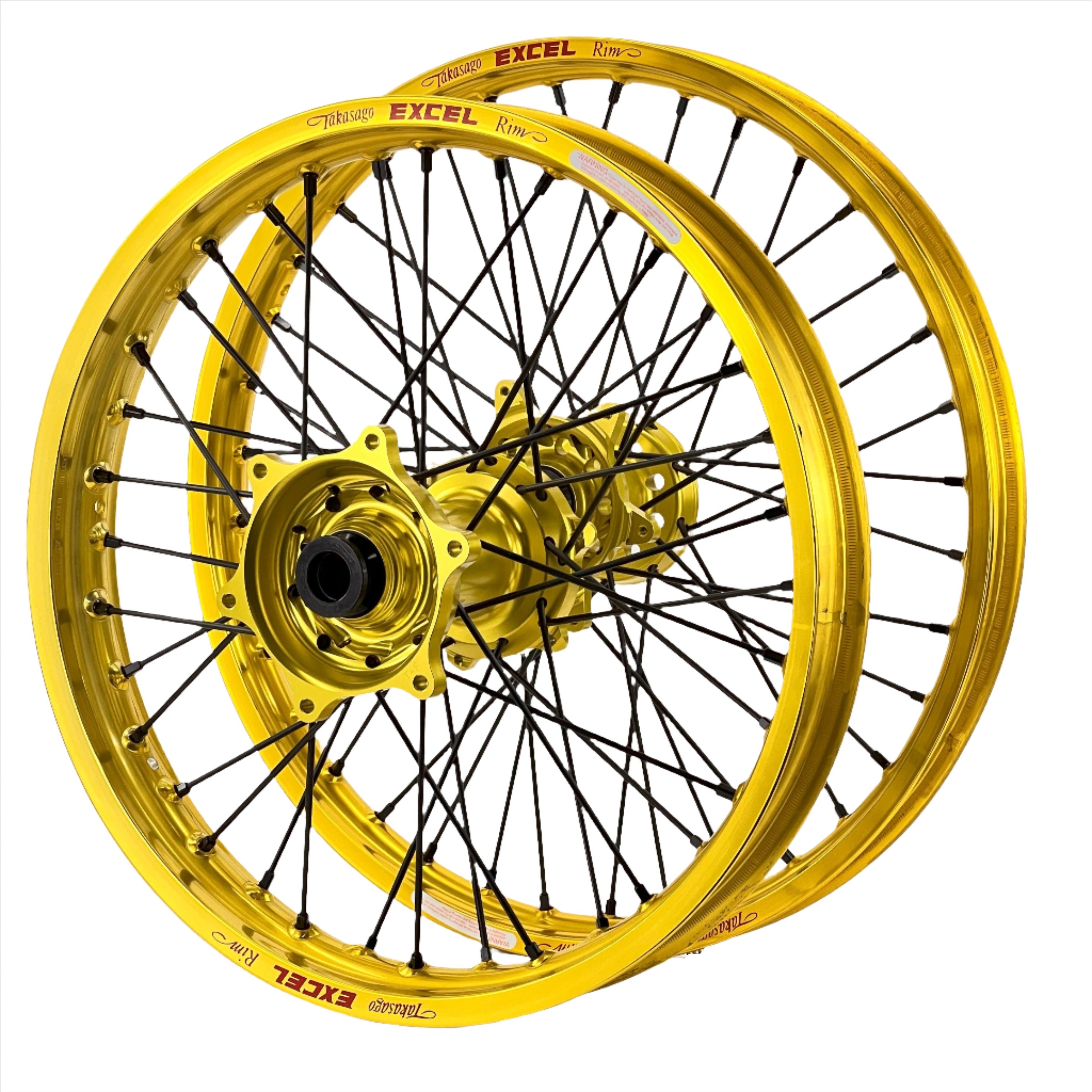 ENVY / Excel 21/19x2.15 Triumph TF250-X 2024-25 Yellow Rims /High Viz Hubs with Black Spokes/ Black Nipples Wheel Set