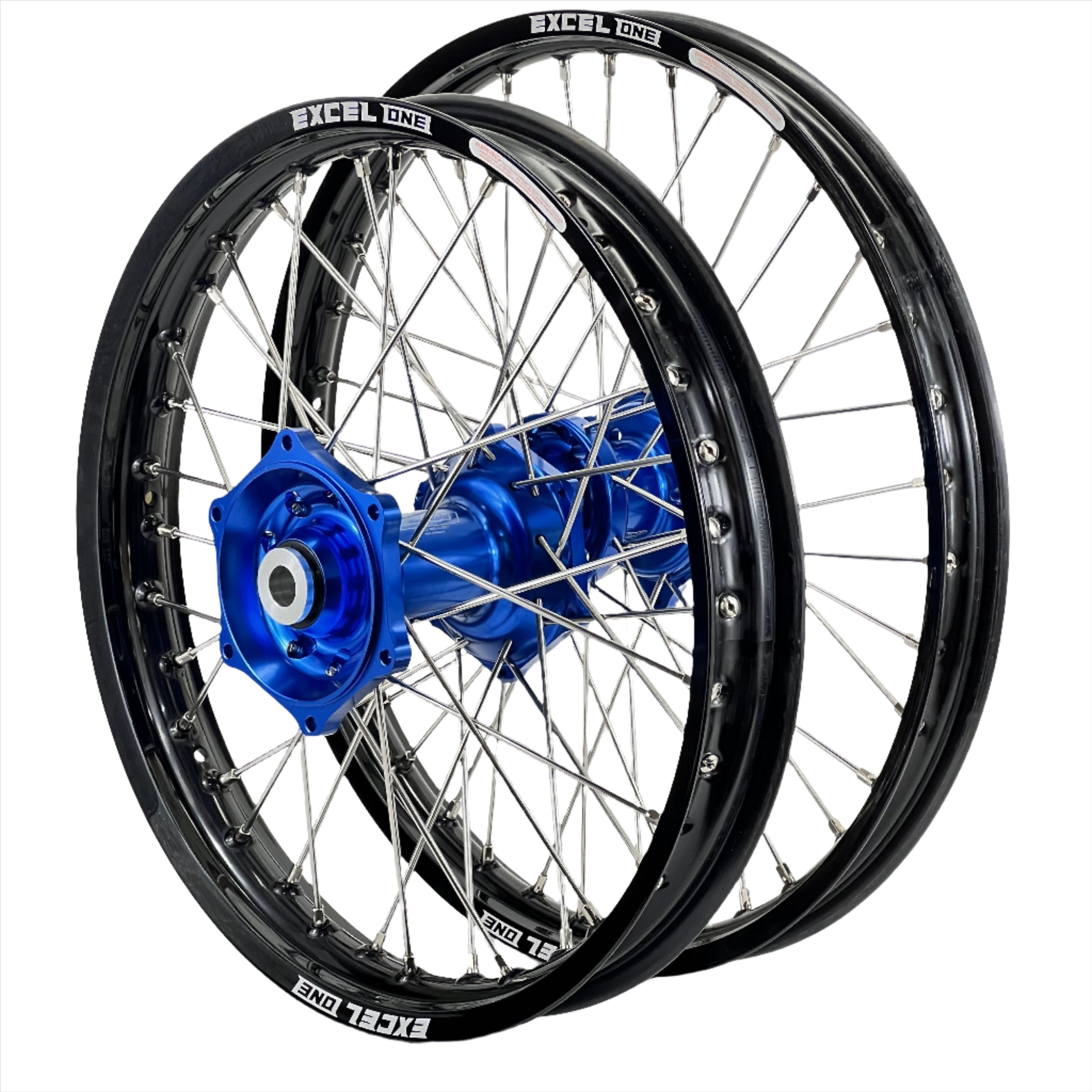 Talon Pro Billet / Excel One Husqvarna TC-FC 125-250-350-450 2016-2022 Black Rim/Blue Hub 21/19 Wheel Set