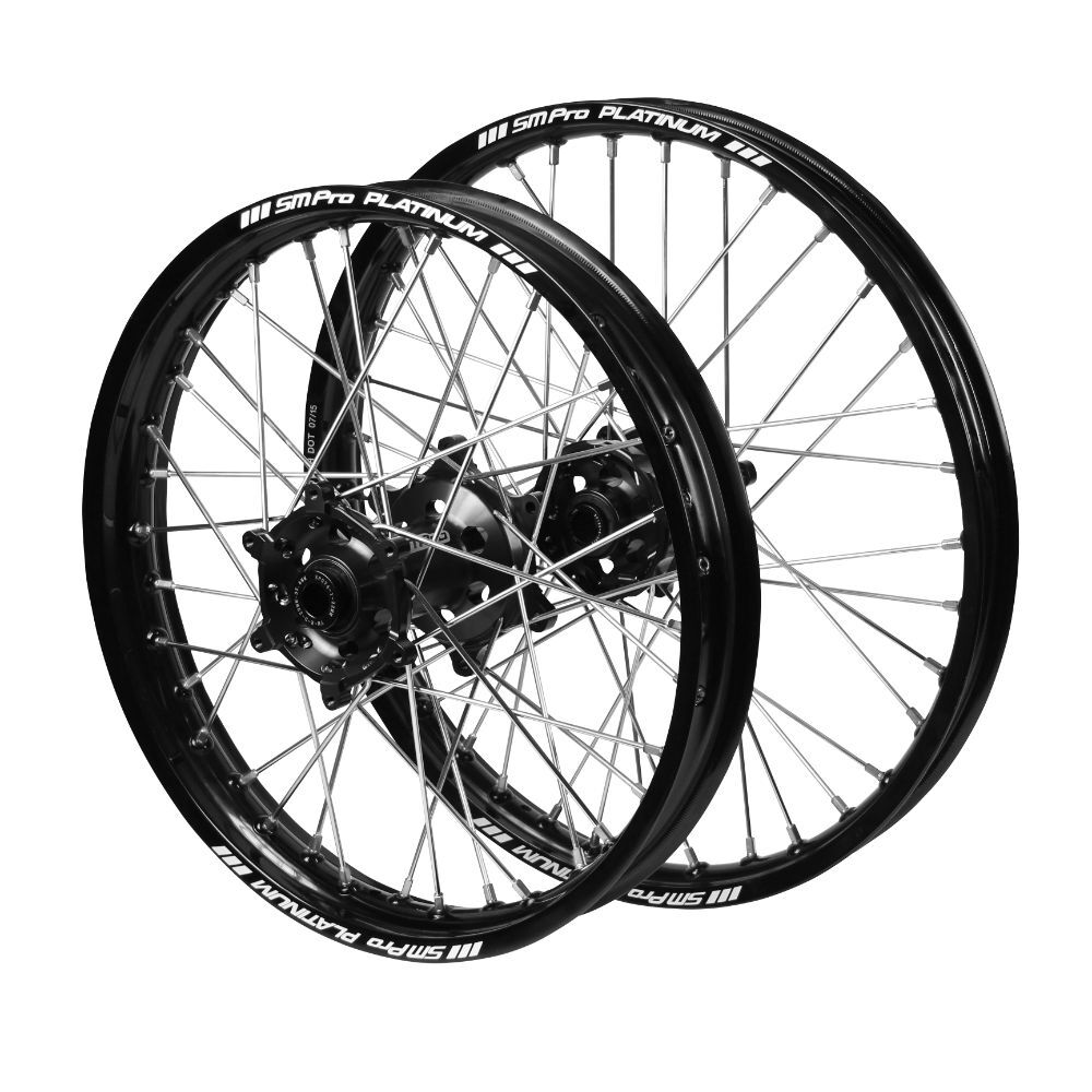 SM PRO Kawasaki KX125-250 2006-08 / KX250-450F 2006-24 21/18 Black/Black Wheel Set