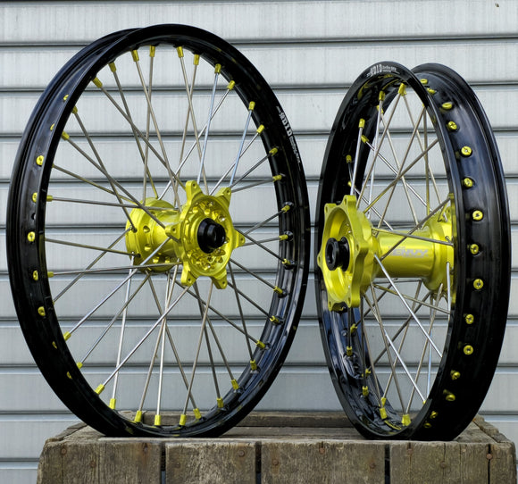 ENVY / DID 21/19x2.15 Triumph TF250-X 2024-25 Black Rim / High Viz Hub with High-Viz Nipples Wheel Set