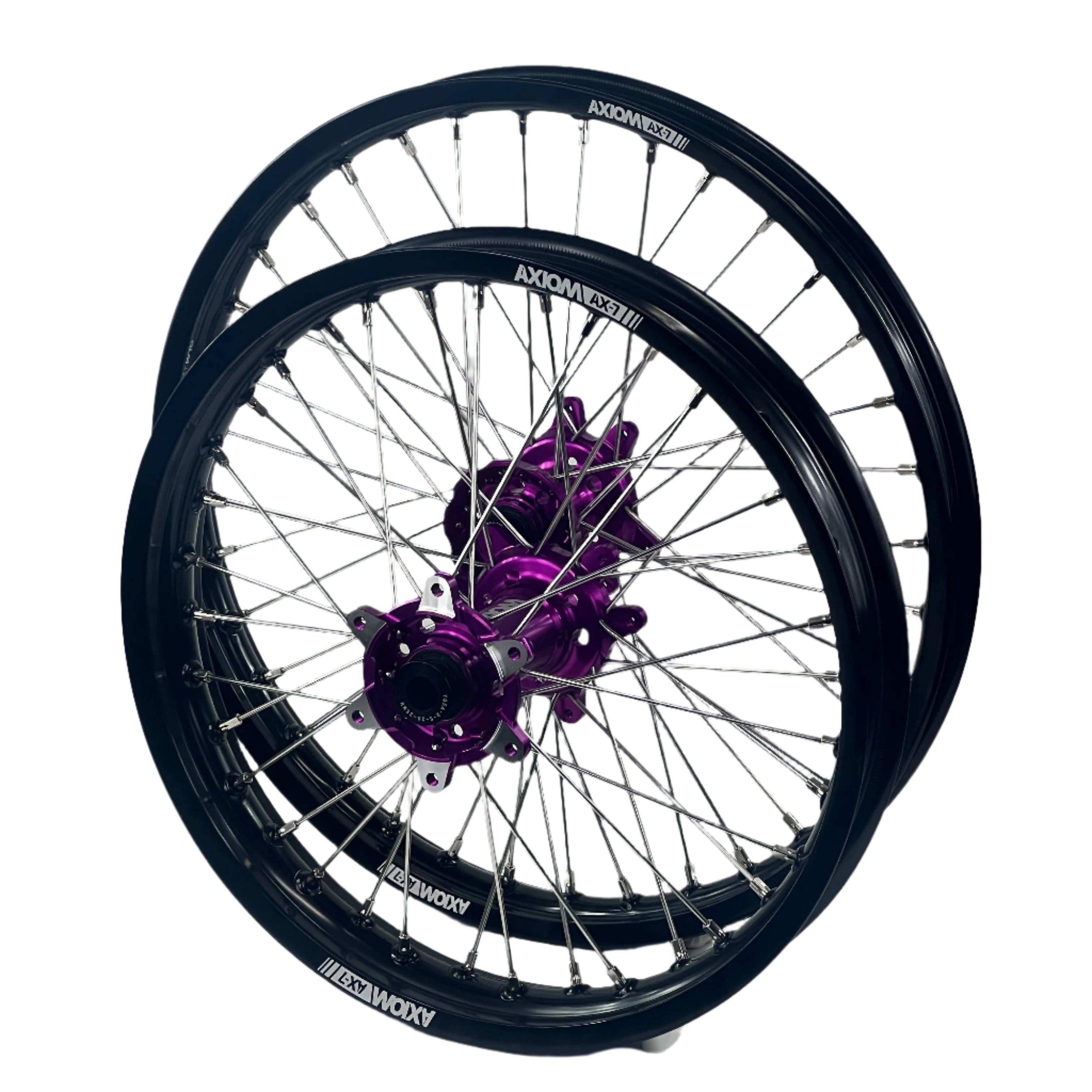 Axiom Sur Ron Ultra Bee 21x1.6/18x2.15 Black Rim / Purple Hub Wheel Set
