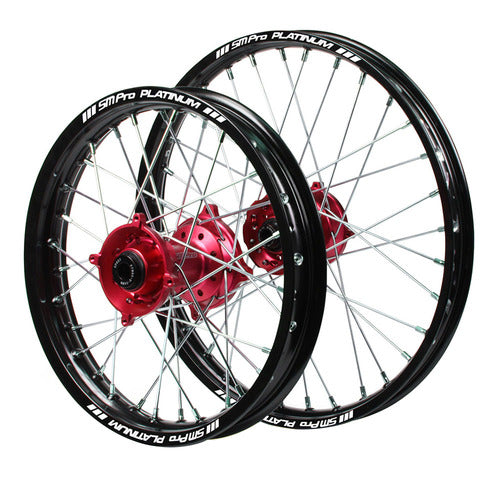 SM PRO Honda CRF150R 2007-2024 17x1.40/14x1.60 Black/Red Wheel Set